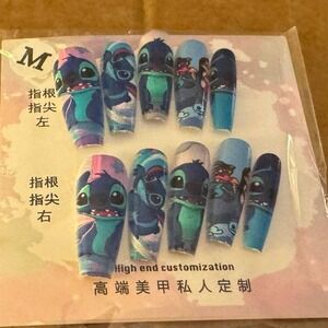 "Ohana Vibes" Press-On‎ Nail Set – Stitch Character Art